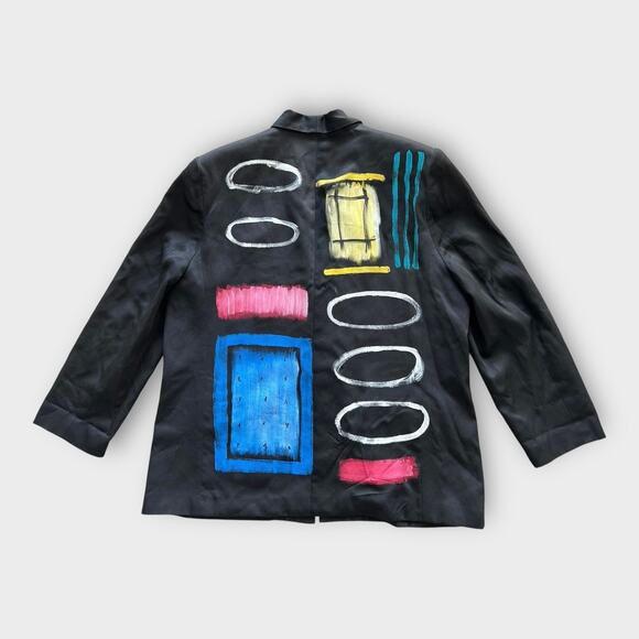 Vintage 80s 90s Jacket Required Hand Painted Blazer Women's 1X Artwear Modern - Picture 7 of 14